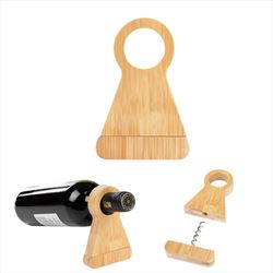 HH75047 Bamboo Wine Bottle Stand With Corkscrew And Custom Imprint